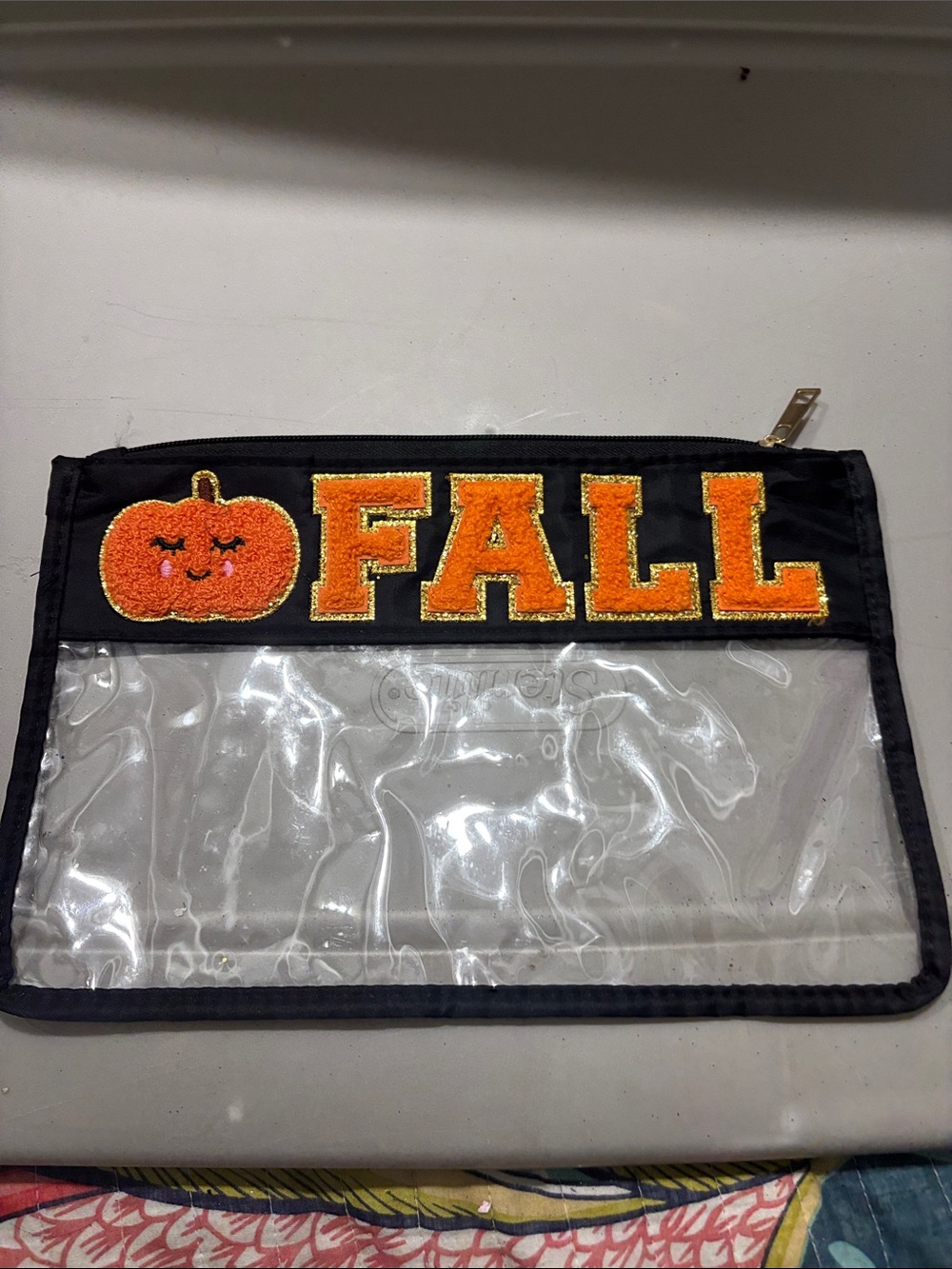 Fall pumpkin clear pouch